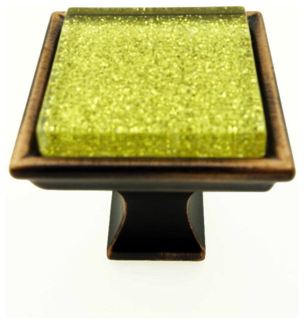 Sparkling Golden Sand Crystal Glass Oil Rubbed Bronze Madison Classic Knob