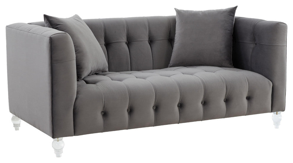 Bea Gray Velvet Loveseat