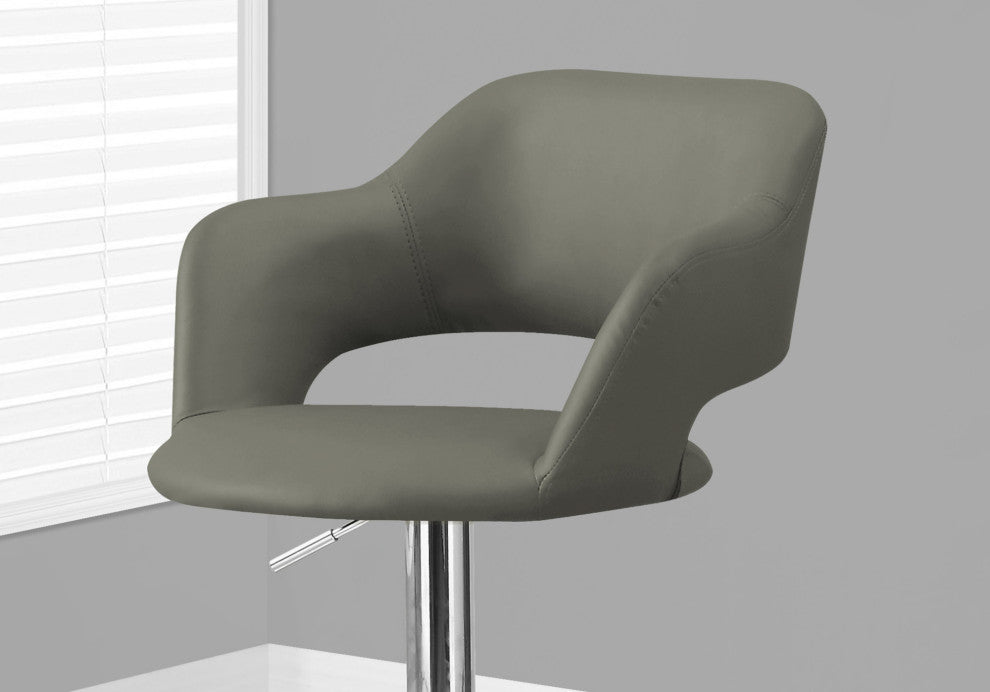 HomeRoots 21" x 22.5" x 36" Light Grey Foam Metal Leather Look Barstool