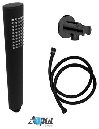Aqua Rondo Matte Black Handheld Kit, Handheld, 5' Long Hose, Wall Adapter