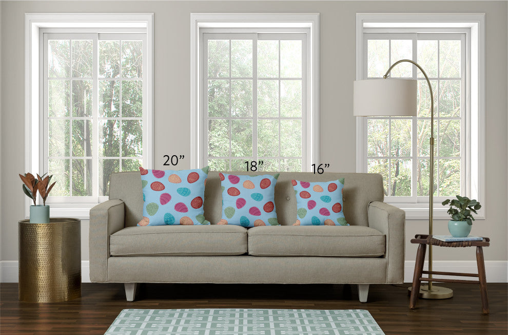 Egg Hunt Easter Decorative Throw Pillow, After Rain Blue, 16x16"