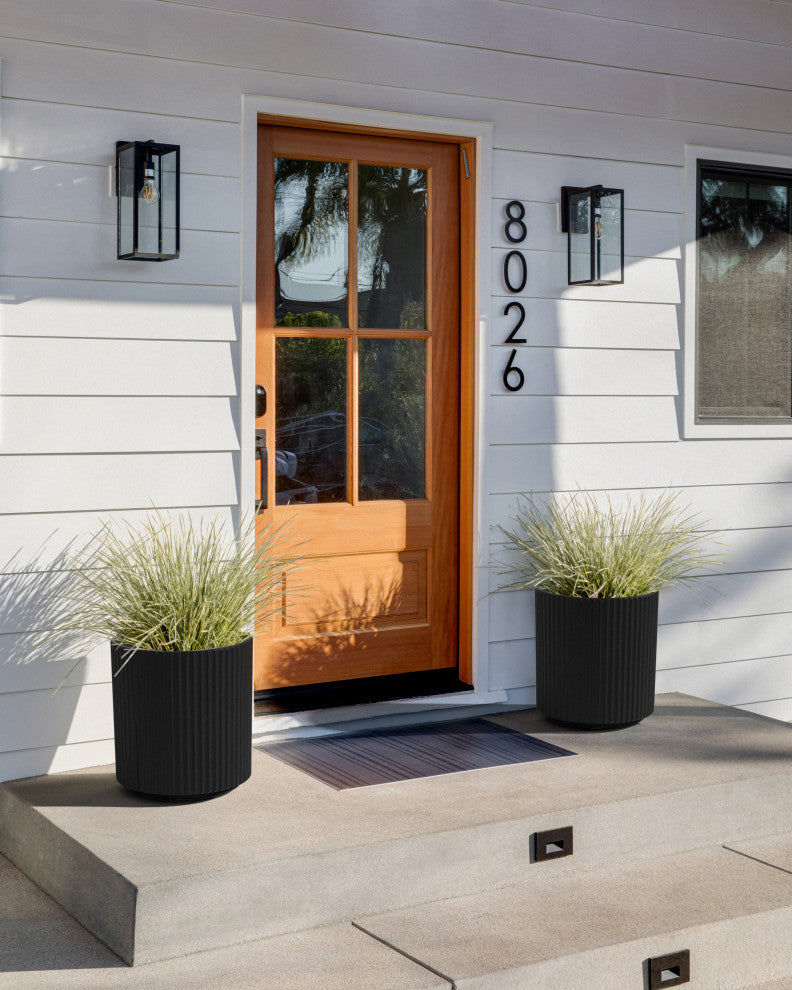 Veradek Demi Series Planter, Black, 16", 2 Pack