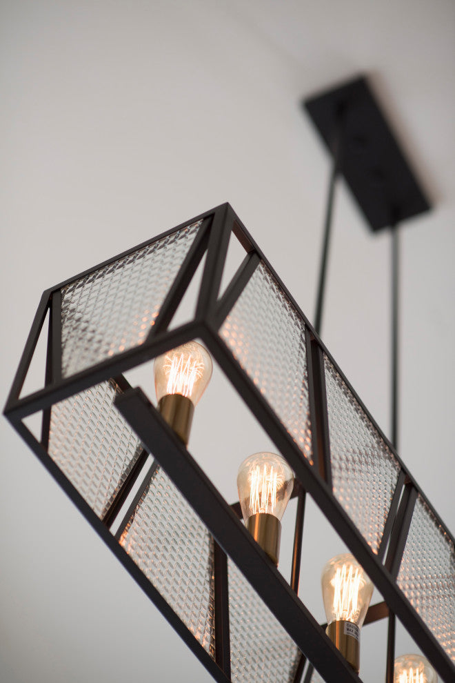 Oslo 5L Linear Chandelier Black with Natural Brass
