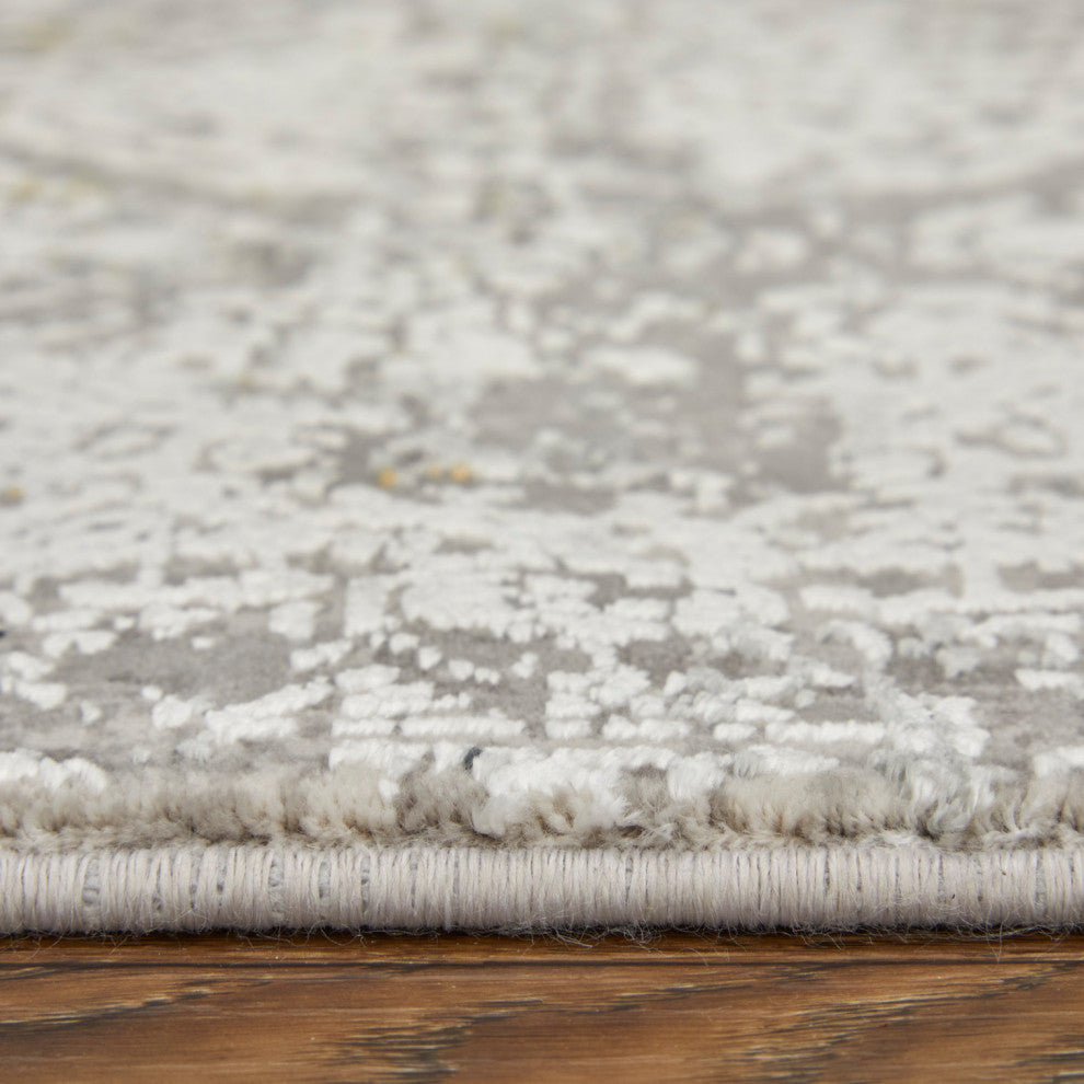 Weave & Wander Lindstra Gradient Watercolor Rug, Light Gray/Ivory, 9'9"x13'2"