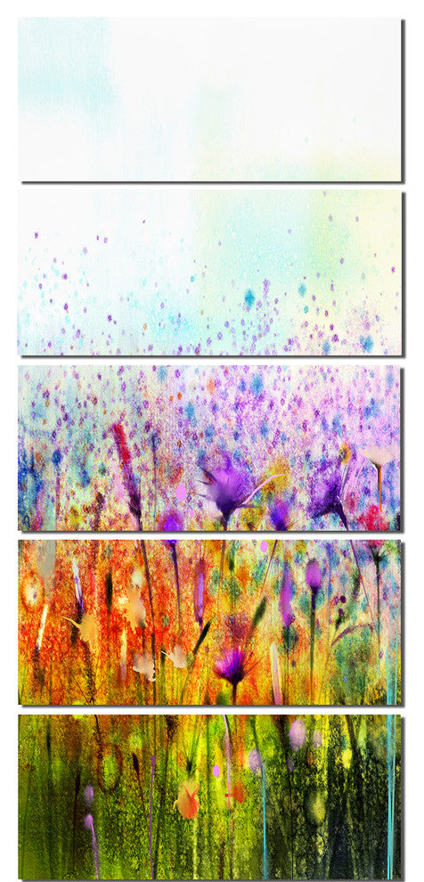 "Abstract Cosmos of Colorful Flowers" Flower Wall Art, 5 Panels, 28"x60"