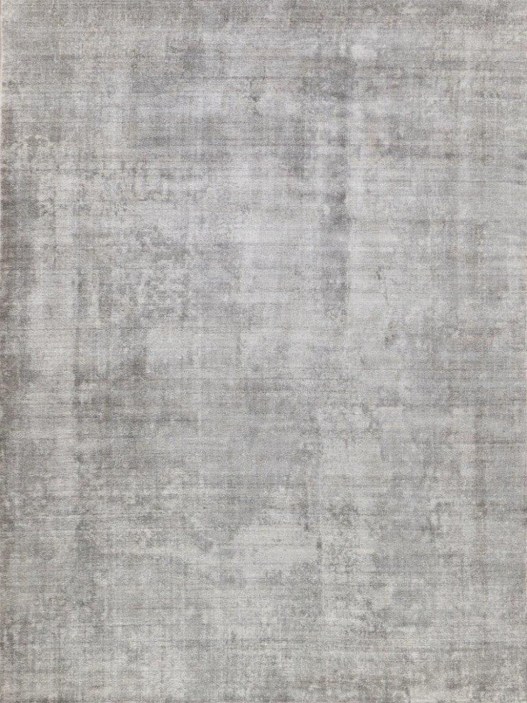 Stone Wash Gazni Hand Loomed Wool and Bamboo Silk Gray/Taupe Area Rug, 9'x12'