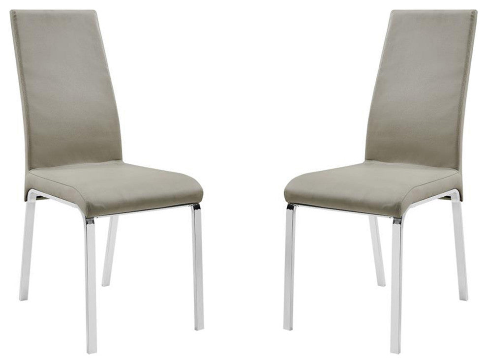 Loto Set of 2 Dining Chair, Top Grain Leather, Taupe