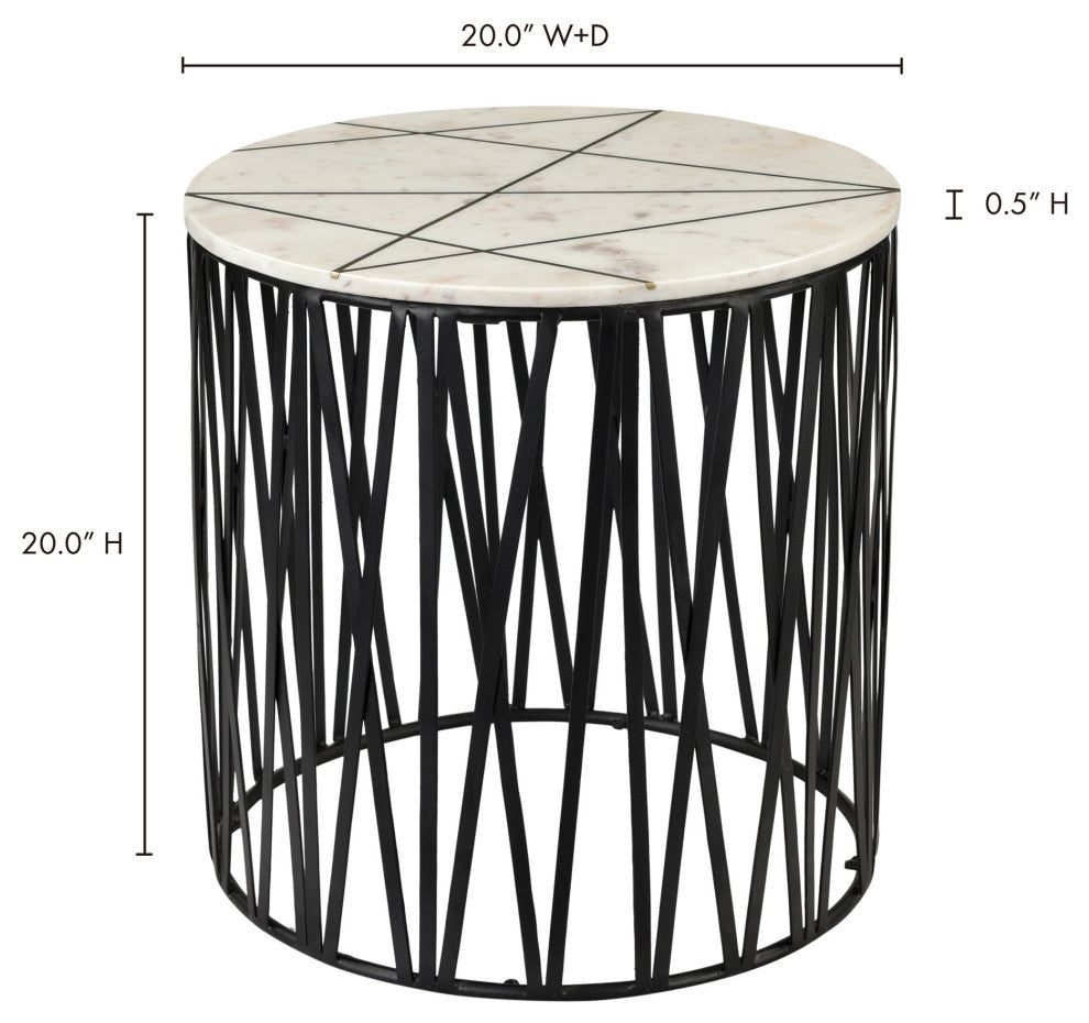Art Deco Calcutta Side Table - White