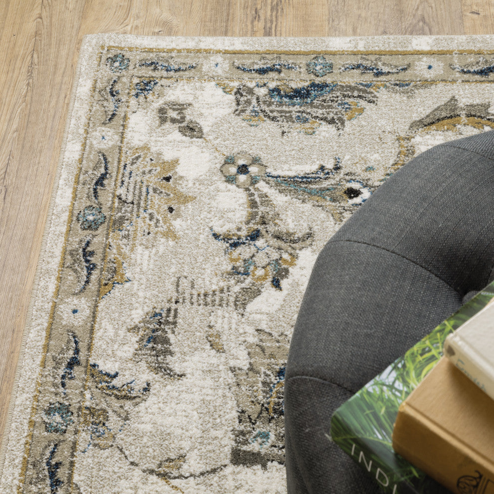 Vander Traditional Oriental Power-Loomed Area Rug, Beige/Gold, 5'3"x7'3"