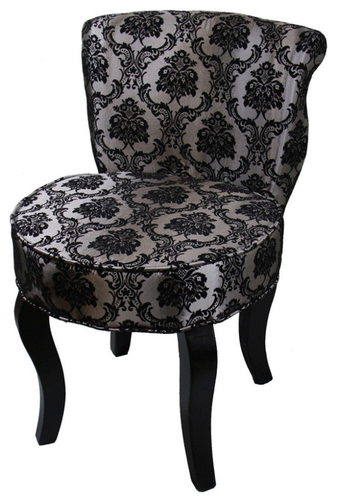 Modern Wooden Chair With Patterned Gray and Black Design