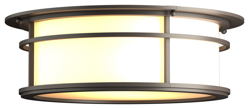 Province Outdoor Flush Mount, Coastal Dark Smoke Finish, Opal Glass