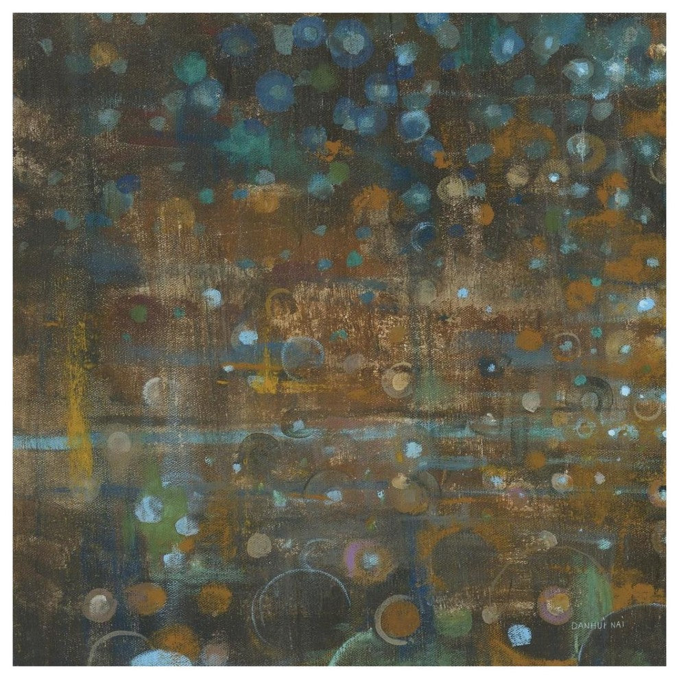 "Blue and Bronze Dots IX" Digital Paper Print by Danhui Nai, 38"x38"