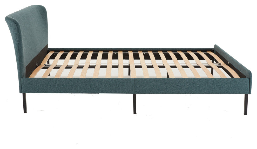 Teal Green Modern Wingback Full Bed Frame