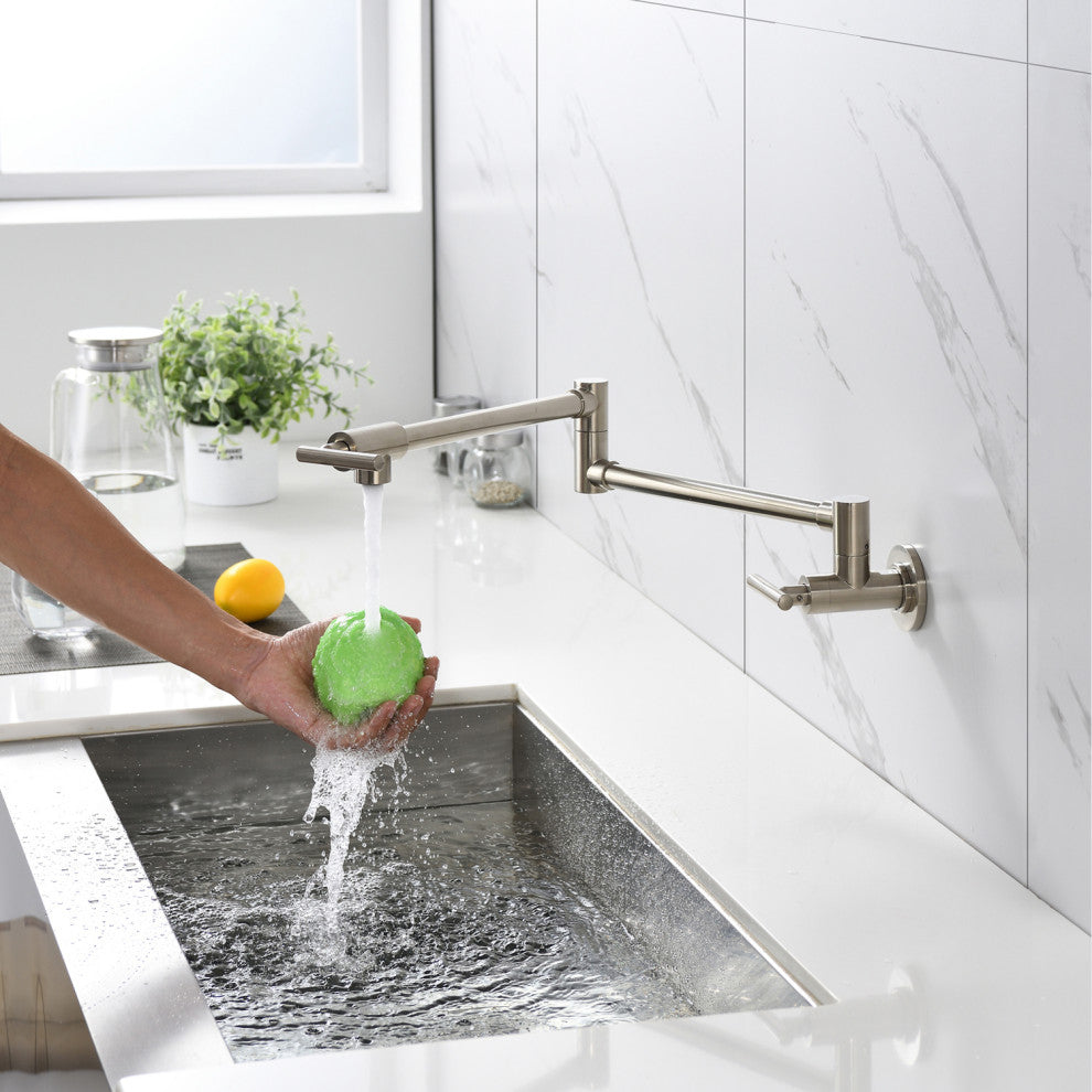 Givingtree Wall-Mount Brushed Nickel Pot Filler Faucet