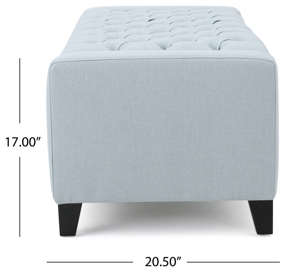 GDF Studio Seattle Tufted Storage Ottoman Bench, Light Sky
