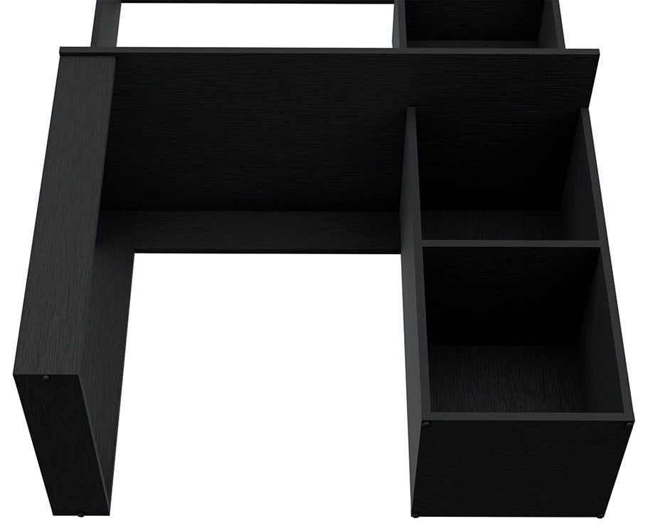 Carroll Computer Desk With Hutch and 5 Open Shelves, Black