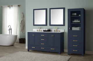 Avanity Modero Bath Vanity in Navy Blue, 61", Single Sink, Carrara White Marble