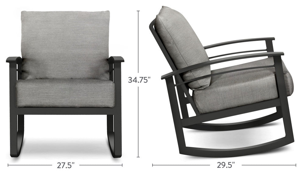 Stanford Cushion Rocking Lounge Chair, Textured Pewter