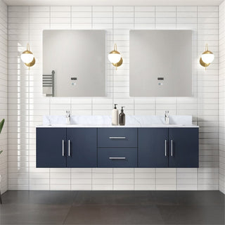 Geneva Transitional Navy Blue 72" Double Vanity Set