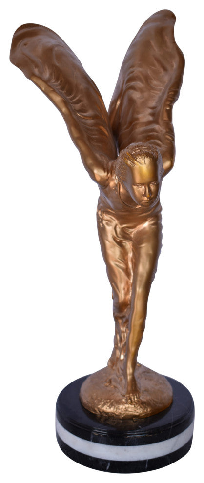 Spirit of Ecstasy Rolls Royce Gold Bronze Statue Size: 10"L x 15"W x 24"H.
