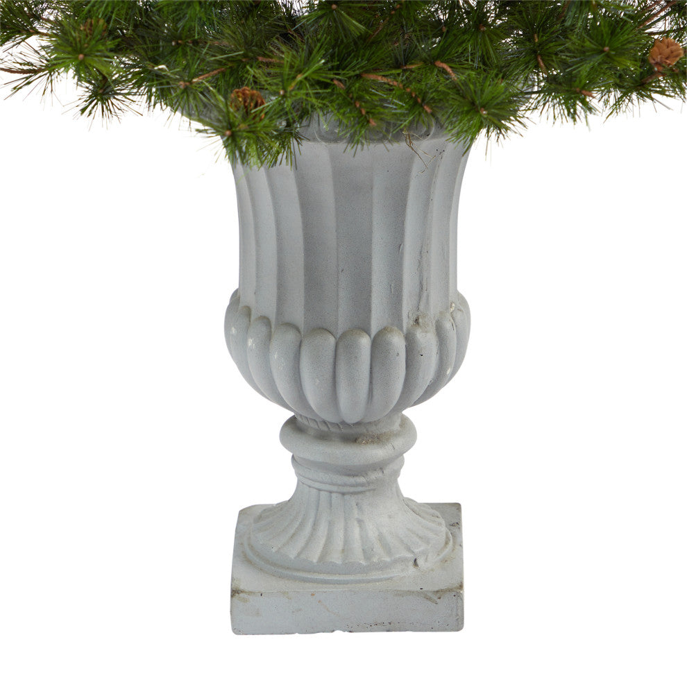 44" Colorado Mountain Pine Faux Xmas Tree W/Lites, Bendable Branches & Pinecone