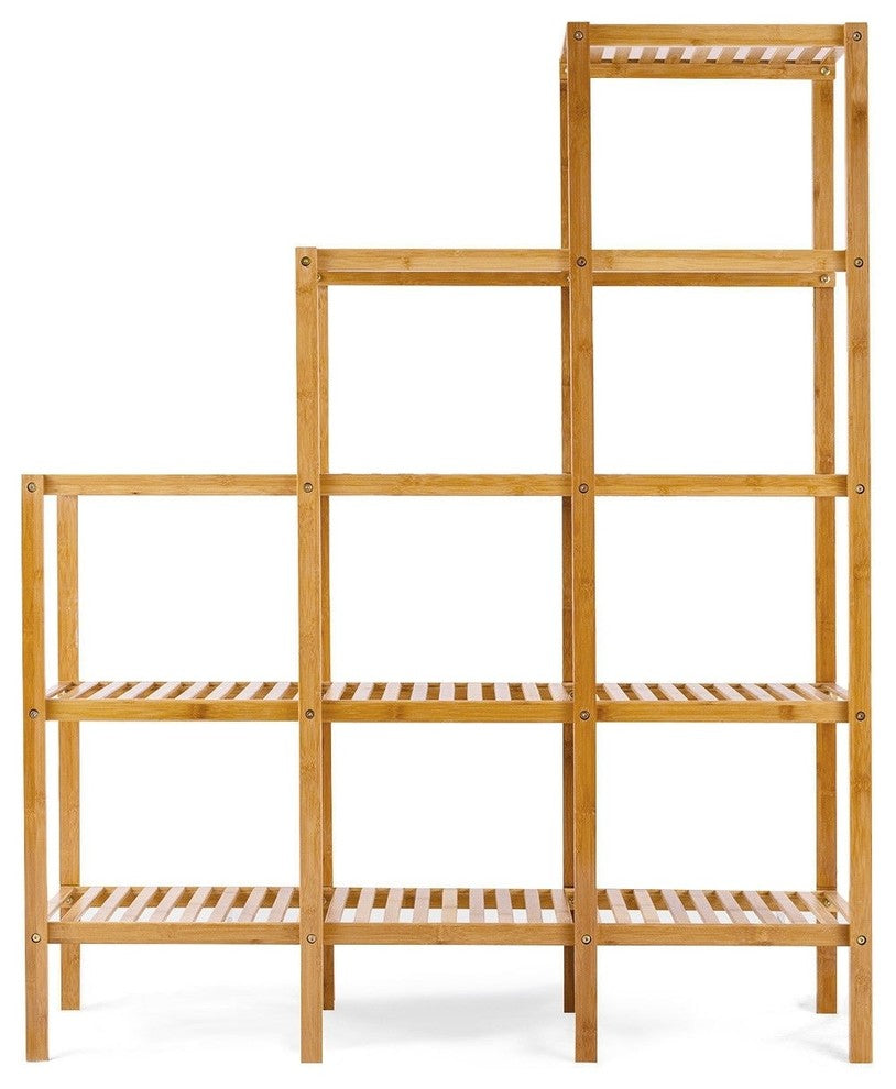 Modern Multi-functional Bamboo Shelf Display Organizer