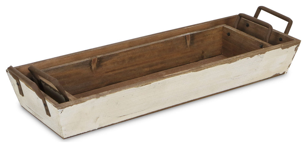 Tapered Wooden Desk Organizers, Set of 2