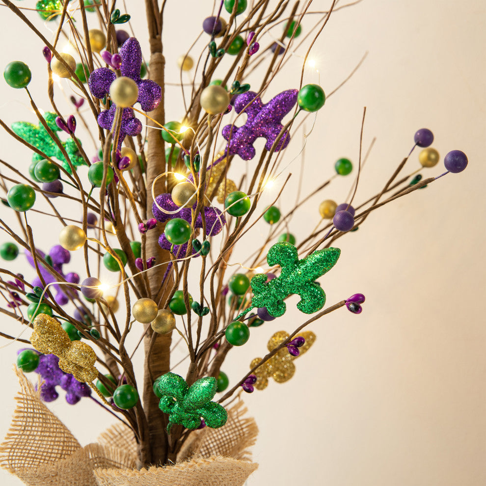 21"H Lighted Mardi Gras Table Tree