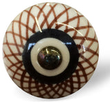 Knob-It Vintage Handpainted Ceramic Knobs, Set of 12, Cream/Brown/Navy