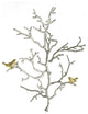 Modern 22" Silver Branch and Golden Birds Wall Art