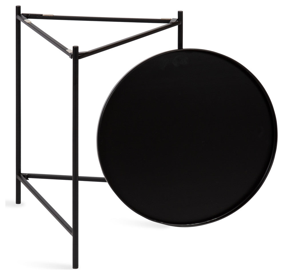 Kate and Laurel 2-Piece Ulani Nested Round Metal End Table Set, Black