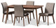 Kimberly Mid-Century Modern Beige and Brown 5-Piece Dining Set