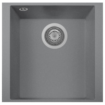 One Series 16" Drop-In Single-Bowl Granite Bar Sink, Titanium, Undermount
