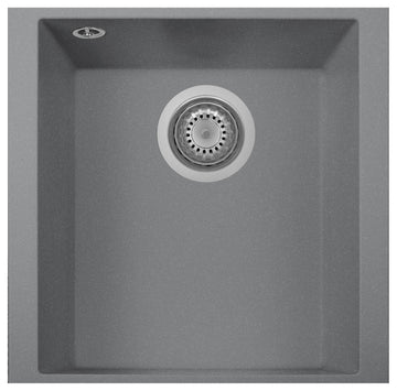 One Series 16" Drop-In Single-Bowl Granite Bar Sink, Titanium, Undermount