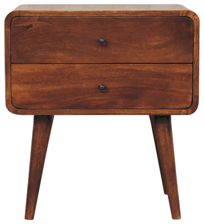 Large Curved Chestnut Bedside