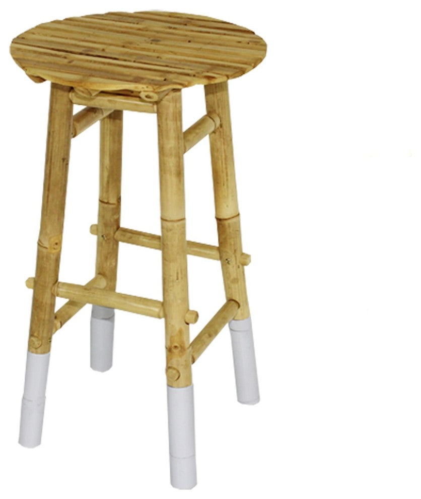 Round Backless Bamboo Counter Bar Stool - Natural Color