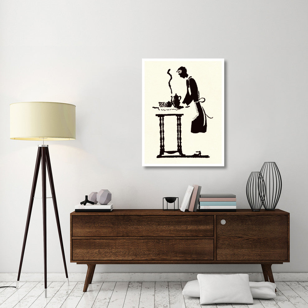 "Maid Prepares Hot and Steaming Coffee" Paper Print by Maxfield Parrish, 32"x42"