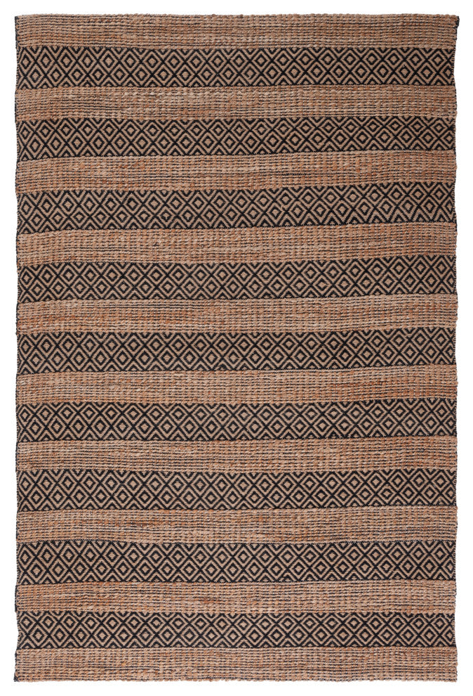 Safavieh Natural Fiber Collection NFB653Z Rug, Black/Natural, 6' x 9'