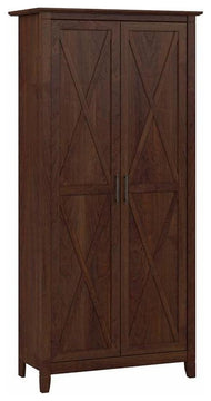 Pemberly Row Tall Storage Cabinet with Doors in Bing Cherry - Engineered Wood