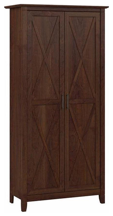 Pemberly Row Tall Storage Cabinet with Doors in Bing Cherry - Engineered Wood