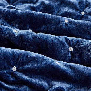 Velvet Dreams Dark Blue Plush Diamond Tufted Bedspread, Cal King