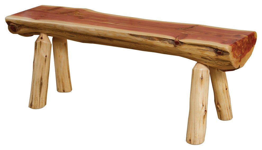 Red Cedar Half-Log Bench, 8 Foot