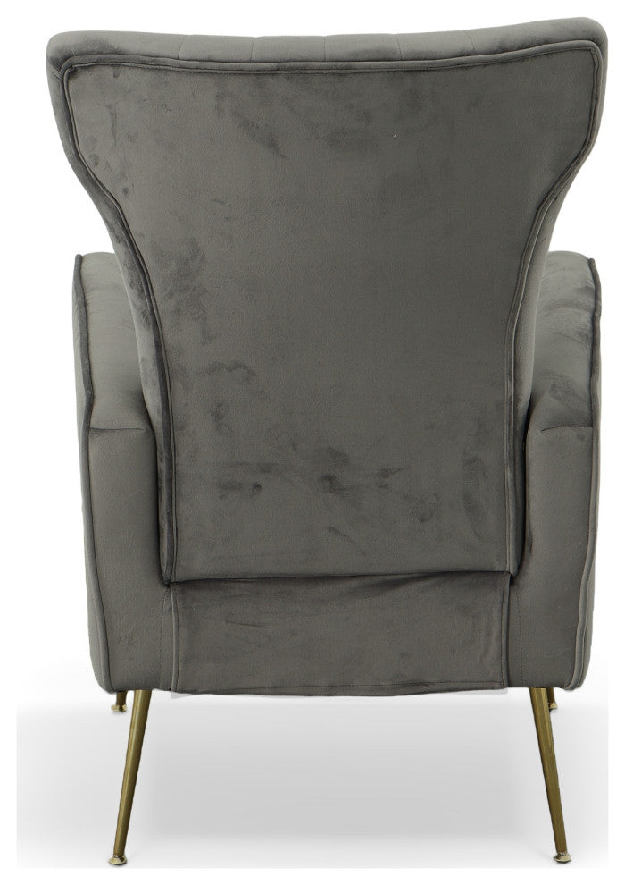 Cela Navy Blue Velvet Upholstered Wingback Chair With Gold legs