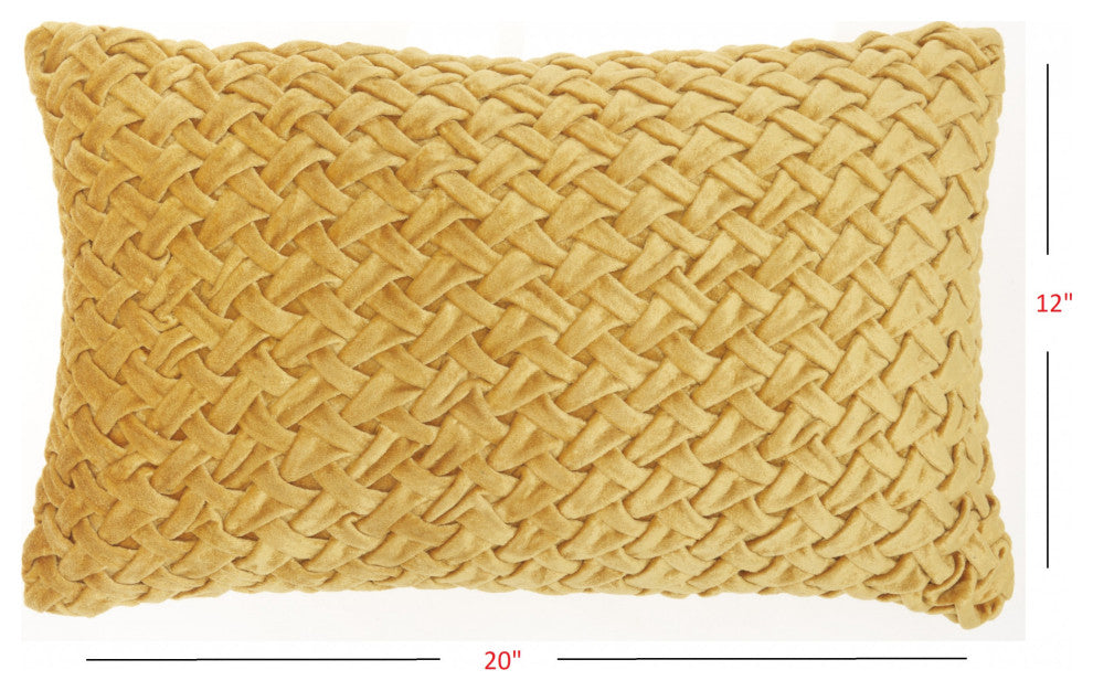 Lush Gold Plait Textured Throw Pillow