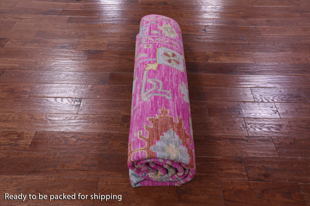 8' Square Hand Knotted Turkish Oushak Wool Rug - Q14950