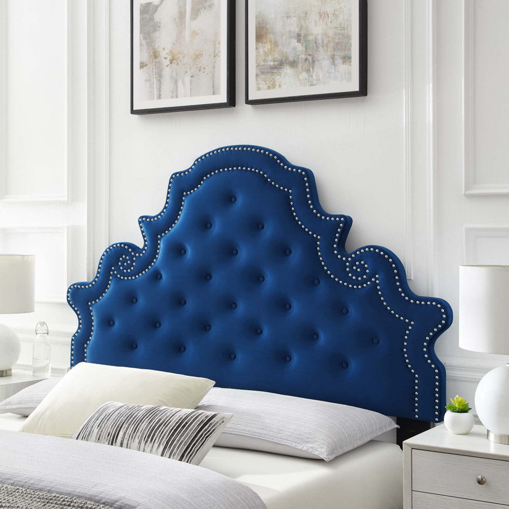 Diana Tufted Performance Velvet Twin Headboard Navy