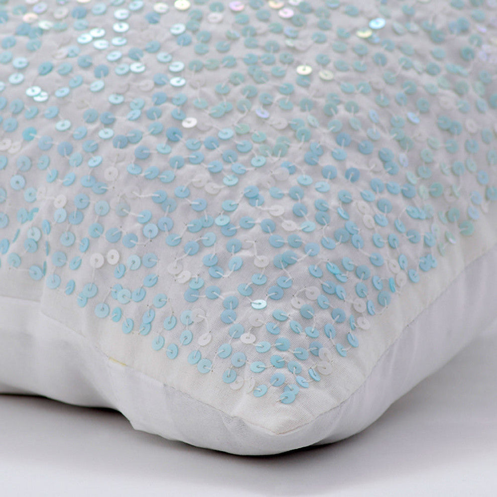 Blue Decorative Pillow Covers 18"x18" Silk, Frozen Sparkles