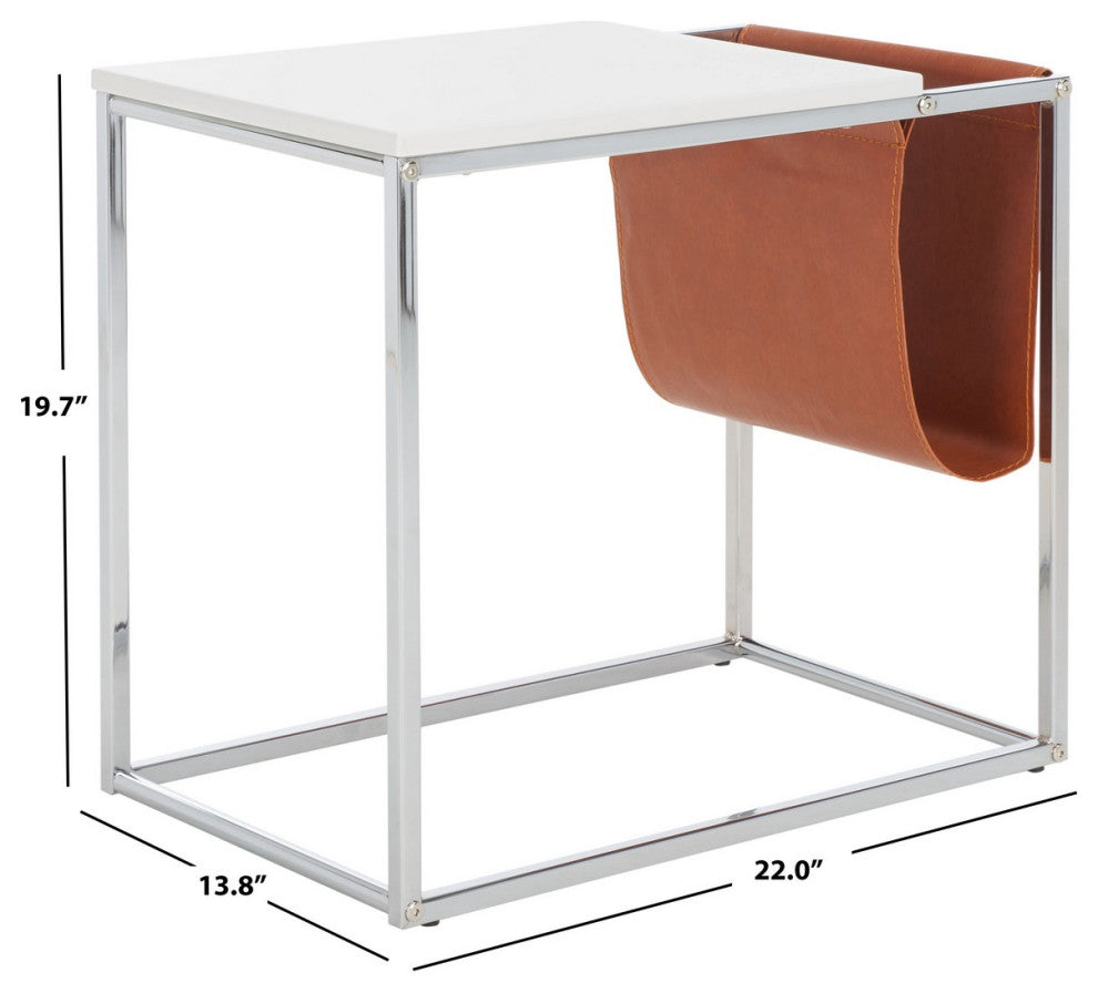 Safavieh Eugenia Side Table, White/Chrome
