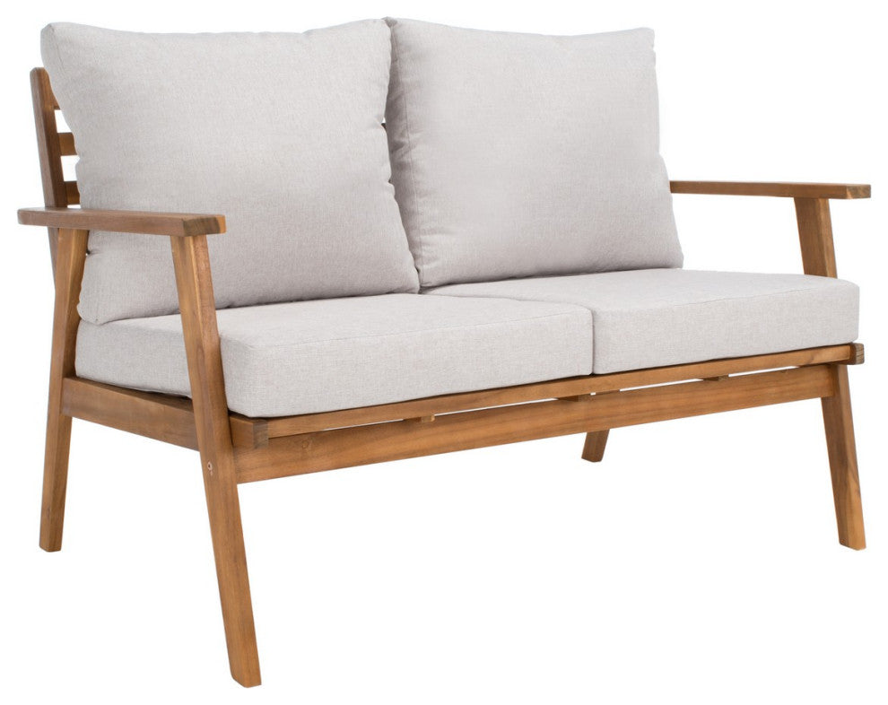 Safavieh Castalia 4Pc Outdoor Living Set, Natural / Light Grey