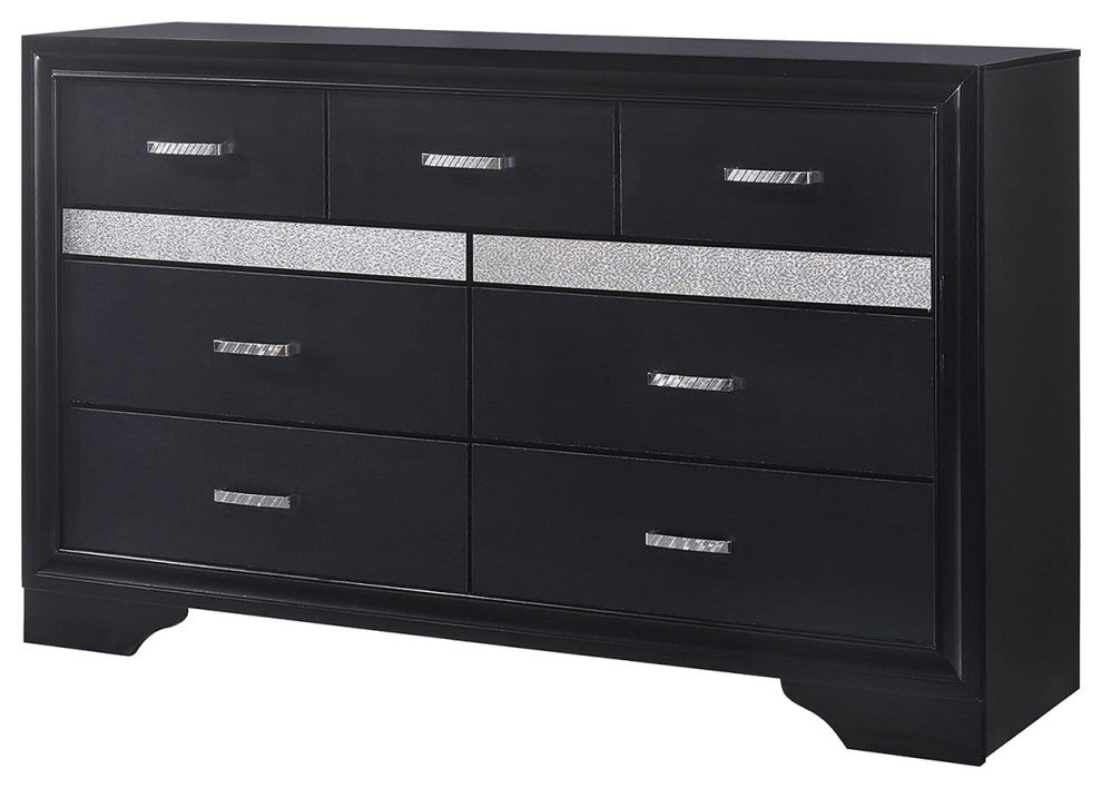 9 Drawers Wooden Dresser With Hide Drawer Design, Black